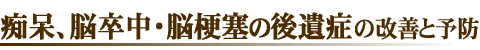 痴呆、脳卒中・脳梗塞 の後遺症 改善と予防